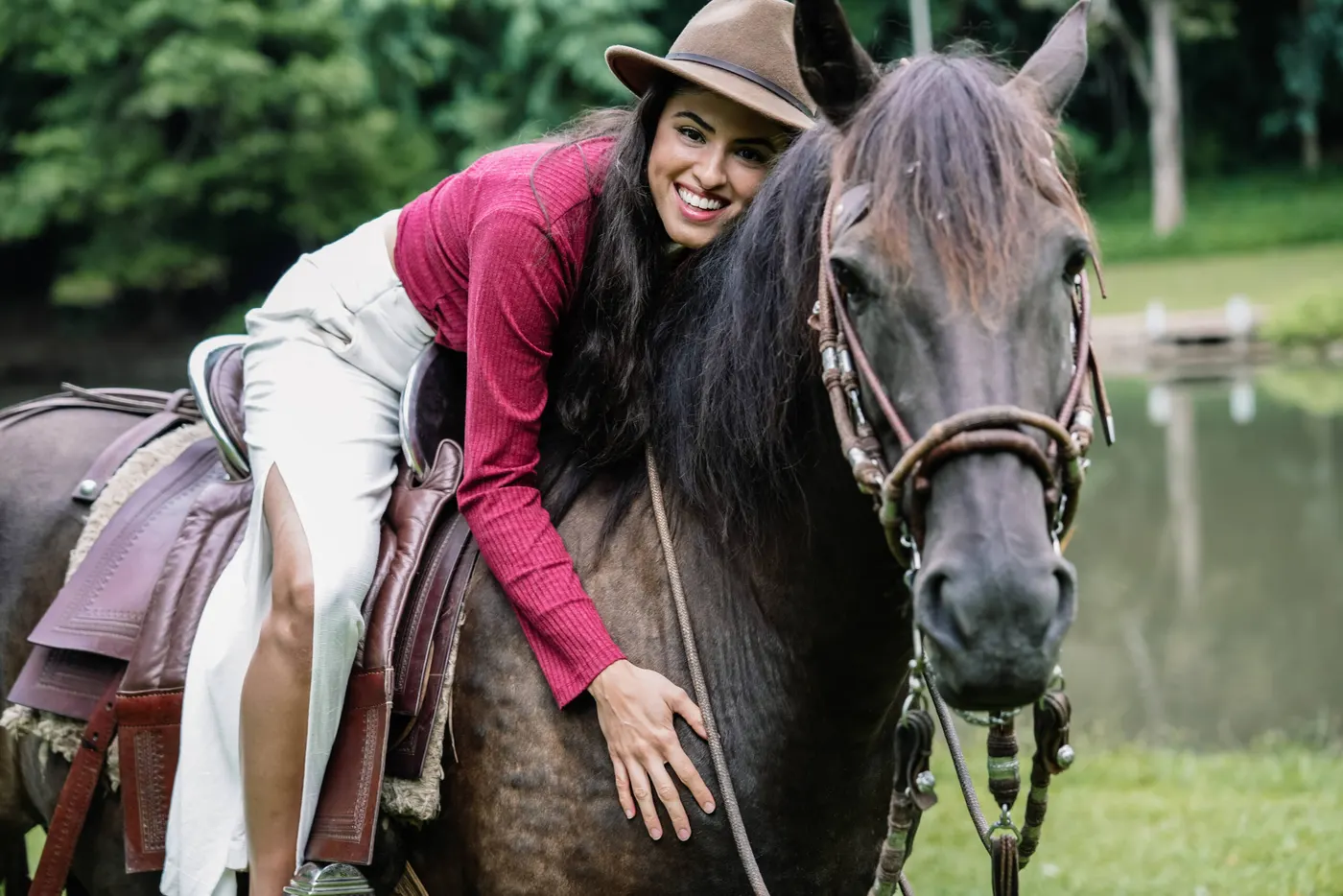 A guided horse riding experience through the pastures